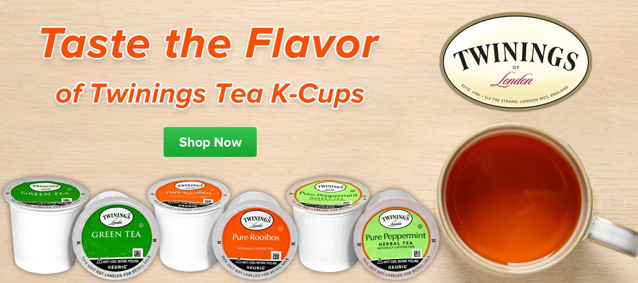 Buy Twinings Tea K-Cup, English Breakfast, Earl Grey, Green Tea, Decaf, Rooibos Red, Peppermint.