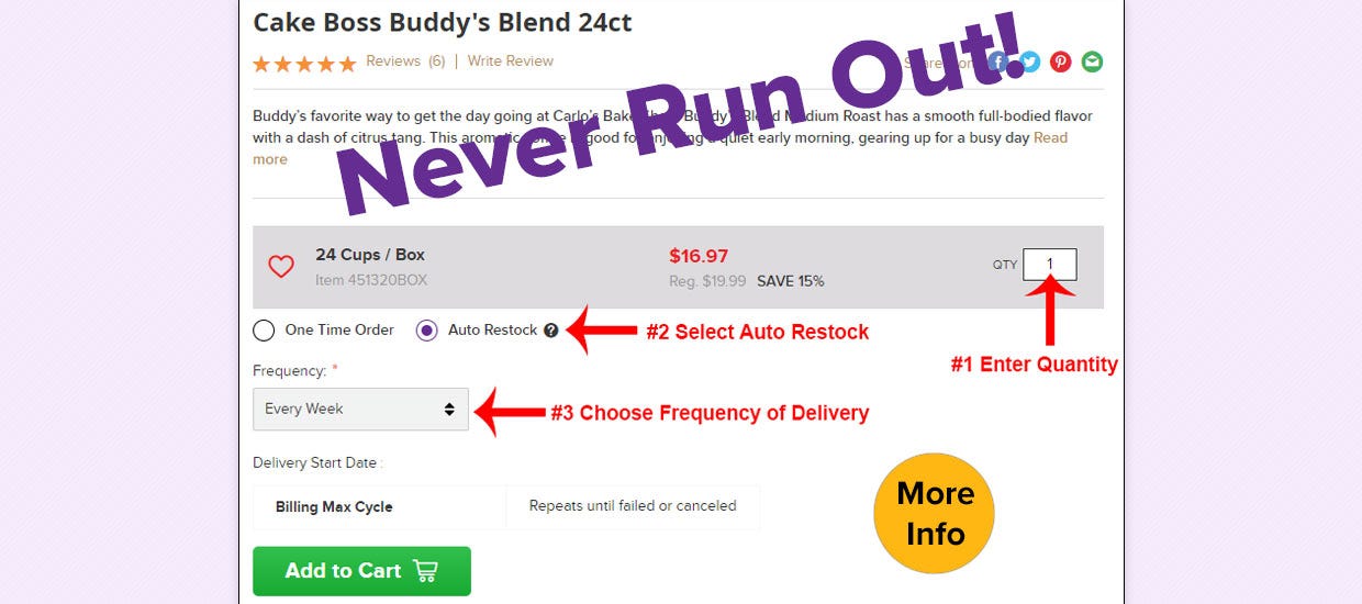 Coffee Marvel Auto Restock Subscription Ordering Weekly, Monthly Folgers K-Cup, Guy Fieri, Skinnygirl, Barnie’s, Hurricane, Donut Shop, Twinings Tea