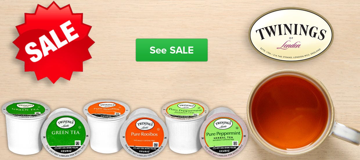 Twinings Tea K Cups Sale, Rooibos Red Tea, Peppermint, Decaf, English Breakfast, Earl Grey, Green Tea