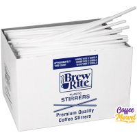 Brew Rite Plastic Coffee Stirrers 1,000 ct. Box | 5 inch White Stir Straws for Bars, Restaurants, Cafes, Office Coffee Breakroom Kitchens.