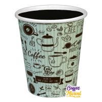 Empress 8 oz. Print Paper Hot Cup, EHC8-P Cups, Brown, White, Disposable, 1,000 count Case.