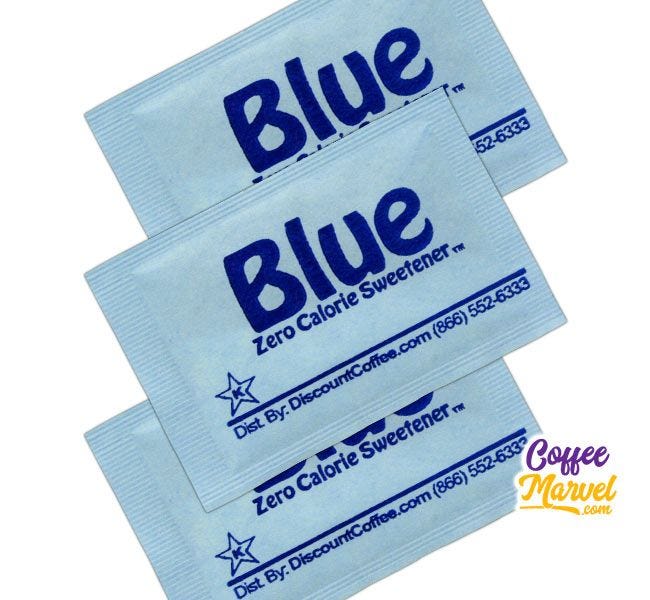 Blue Packets Zero Calorie Sweetener | Compare Equal Brand, Save! Aspartame Artificial Sweeteners, Gluten Free, Kosher.