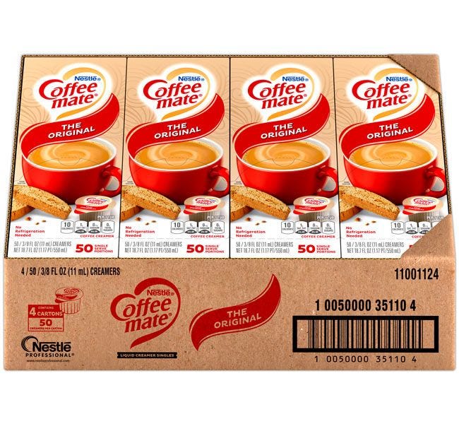 Coffee-mate The Original Creamer Case, 4 / 50 ct. Gravity Fed Dispenser Boxes