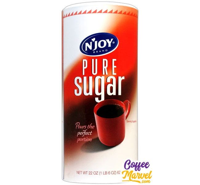 N'Joy Pure Cane Sugar 22 oz. Canister | Granulated Pure Sugar, Kosher, 24 count Case.